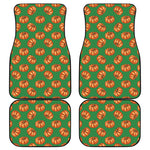 Green Pumpkin Pattern Print Front and Back Car Floor Mats