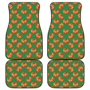 Green Pumpkin Pattern Print Front and Back Car Floor Mats