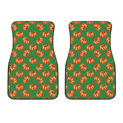 Green Pumpkin Pattern Print Front Car Floor Mats