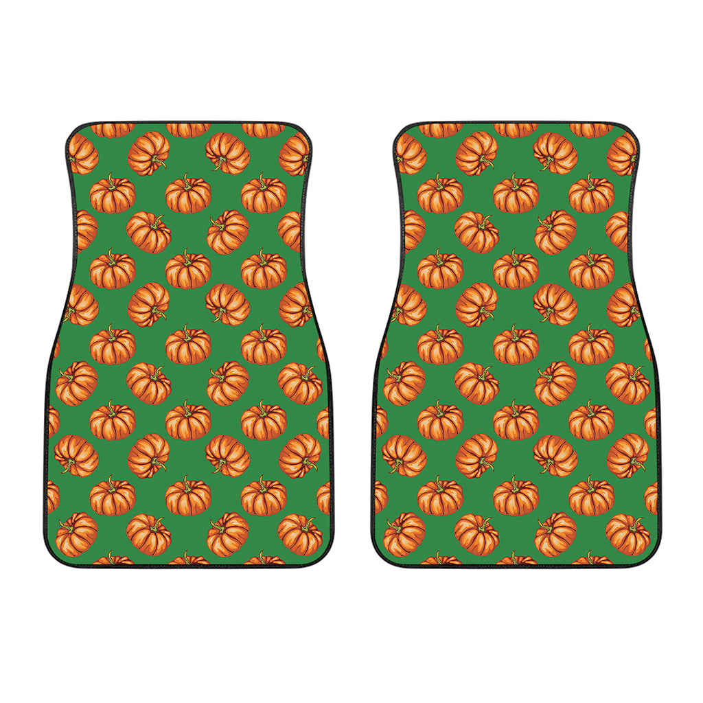 Green Pumpkin Pattern Print Front Car Floor Mats