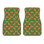 Green Pumpkin Pattern Print Front Car Floor Mats