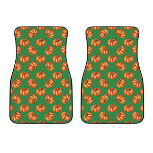 Green Pumpkin Pattern Print Front Car Floor Mats