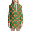 Green Pumpkin Pattern Print Hoodie Dress