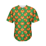 Green Pumpkin Pattern Print Men's Baseball Jersey