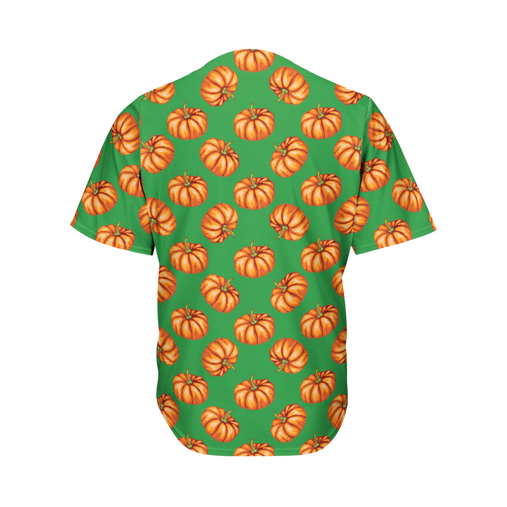 Green Pumpkin Pattern Print Men's Baseball Jersey