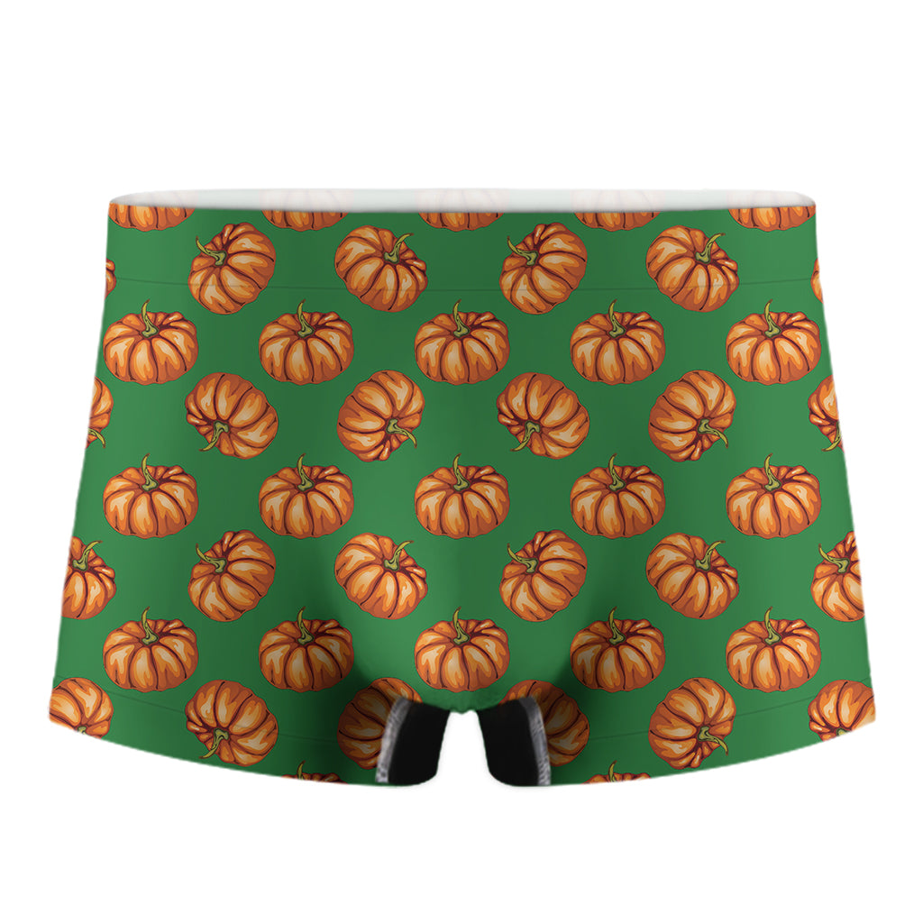 Green Pumpkin Pattern Print Men's Boxer Briefs