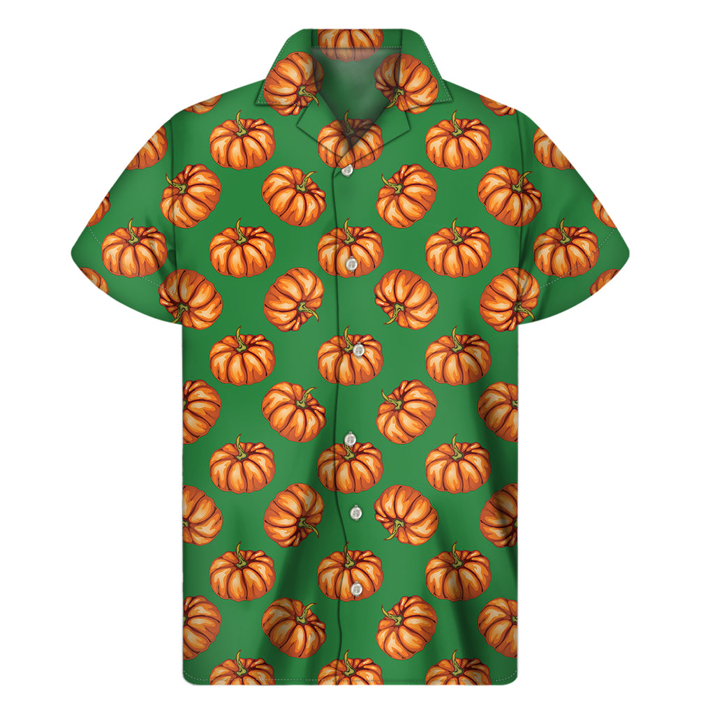 Green Pumpkin Pattern Print Men's Short Sleeve Shirt