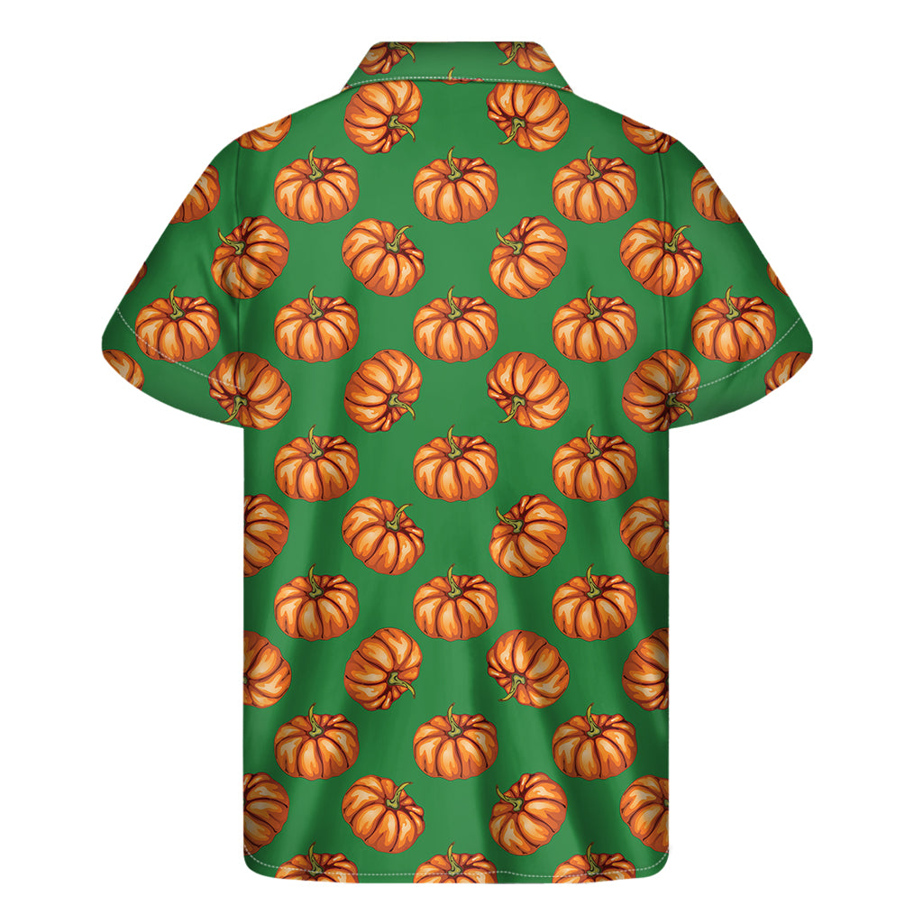 Green Pumpkin Pattern Print Men's Short Sleeve Shirt