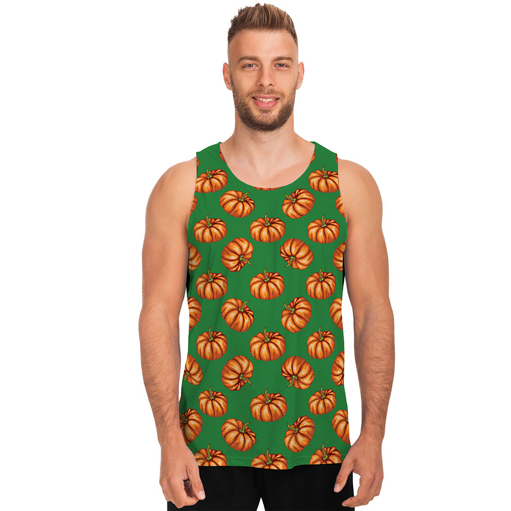 Green Pumpkin Pattern Print Men's Tank Top