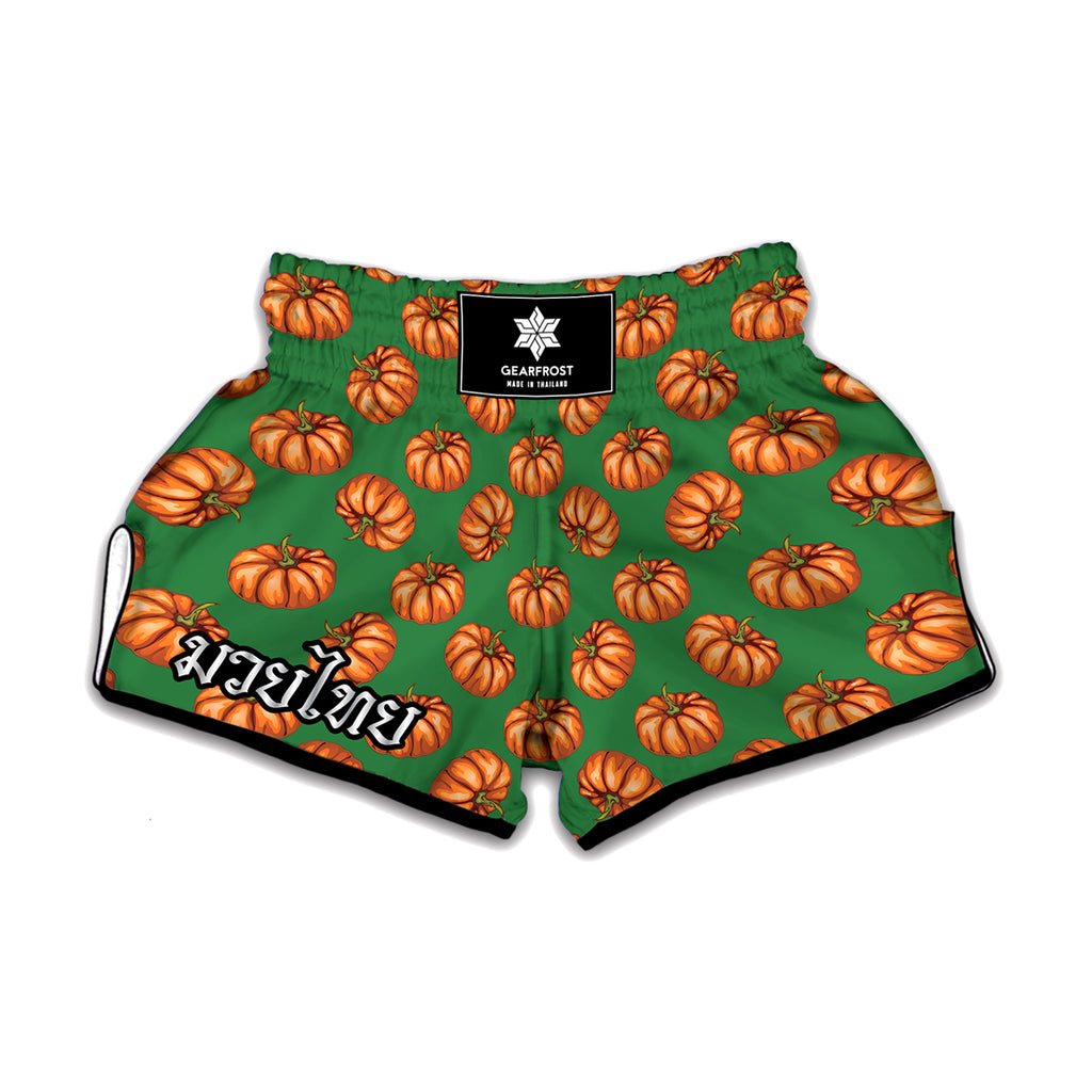 Green Pumpkin Pattern Print Muay Thai Boxing Shorts