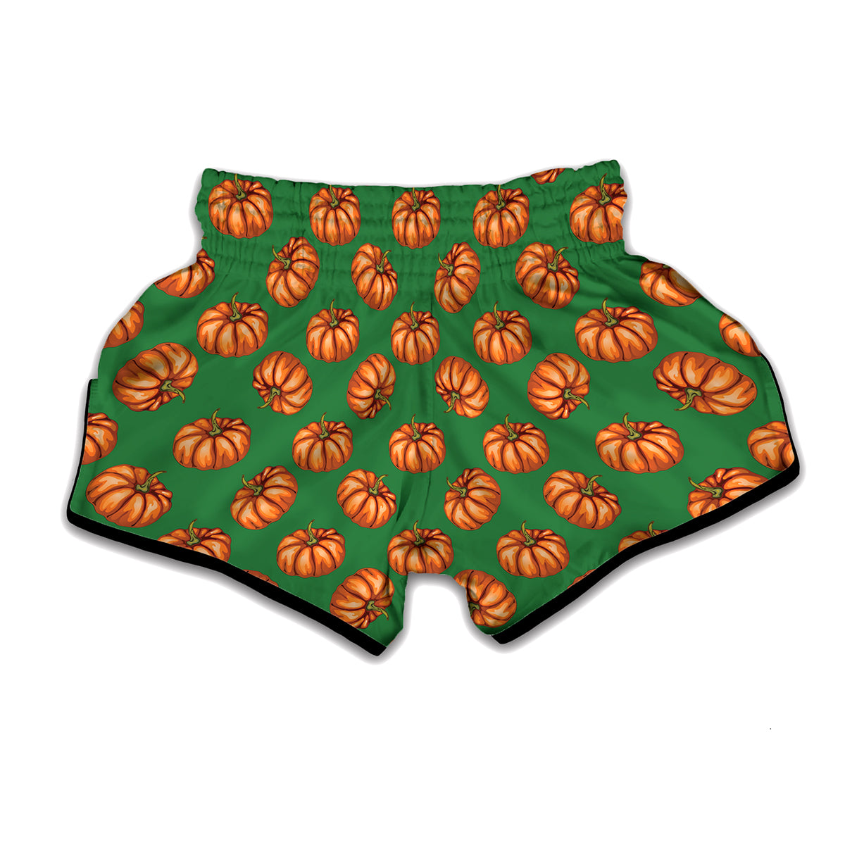 Green Pumpkin Pattern Print Muay Thai Boxing Shorts