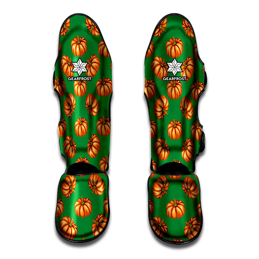 Green Pumpkin Pattern Print Muay Thai Shin Guard