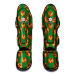 Green Pumpkin Pattern Print Muay Thai Shin Guard