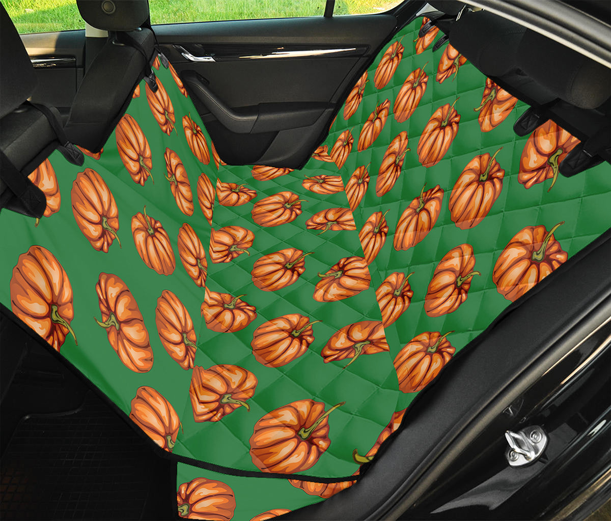 Green Pumpkin Pattern Print Pet Car Back Seat Cover