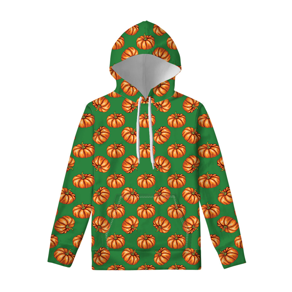 Green Pumpkin Pattern Print Pullover Hoodie