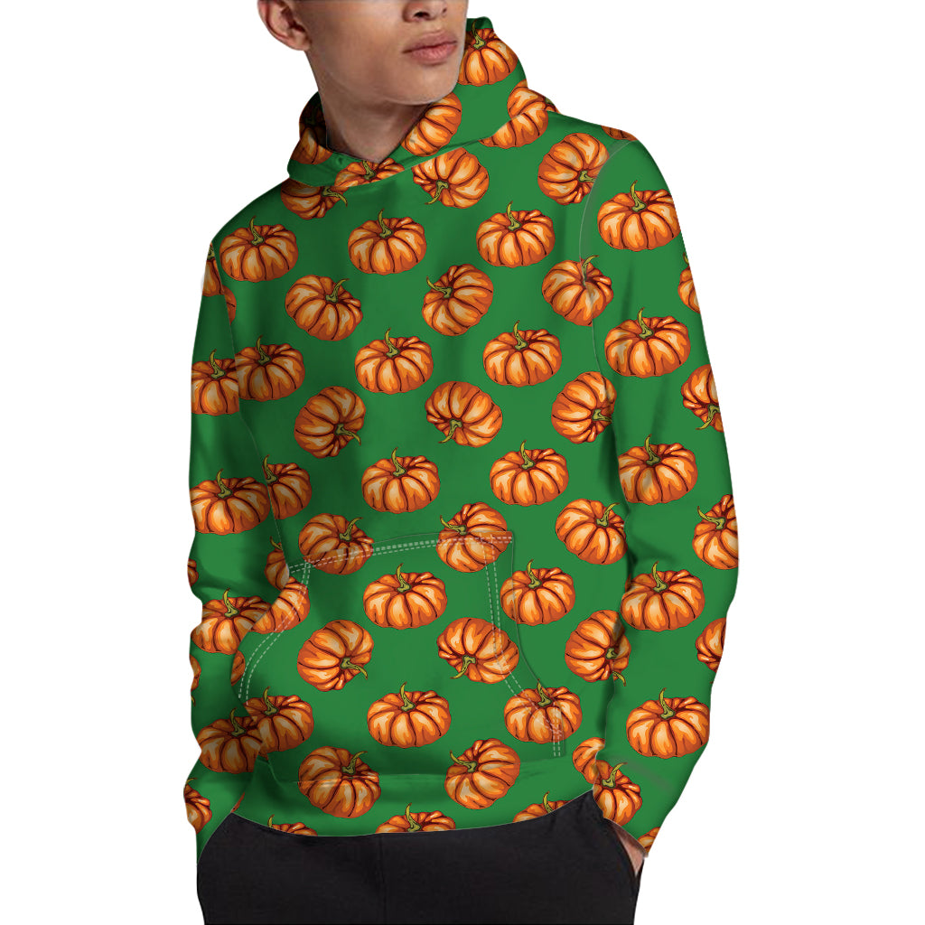 Green Pumpkin Pattern Print Pullover Hoodie