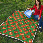 Green Pumpkin Pattern Print Quilt