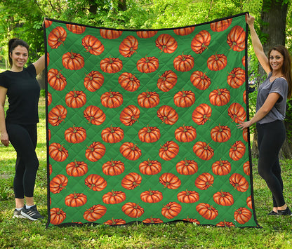 Green Pumpkin Pattern Print Quilt