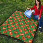 Green Pumpkin Pattern Print Quilt