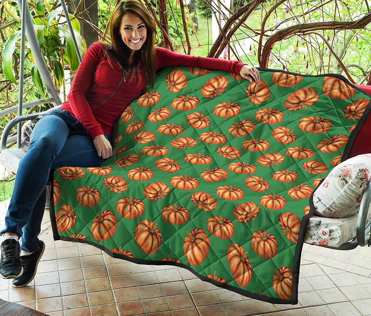 Green Pumpkin Pattern Print Quilt