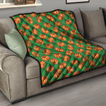 Green Pumpkin Pattern Print Quilt