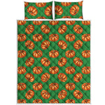 Green Pumpkin Pattern Print Quilt Bed Set