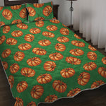 Green Pumpkin Pattern Print Quilt Bed Set