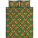 Green Pumpkin Pattern Print Quilt Bed Set