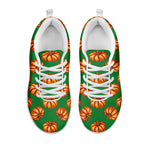 Green Pumpkin Pattern Print White Sneakers