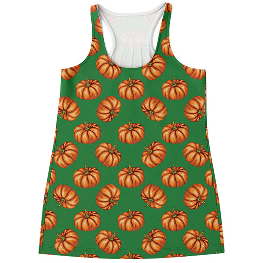 Green Pumpkin Pattern Print Women's Racerback Tank Top