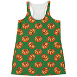Green Pumpkin Pattern Print Women's Racerback Tank Top