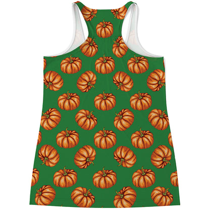 Green Pumpkin Pattern Print Women's Racerback Tank Top