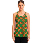 Green Pumpkin Pattern Print Women's Racerback Tank Top