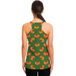 Green Pumpkin Pattern Print Women's Racerback Tank Top