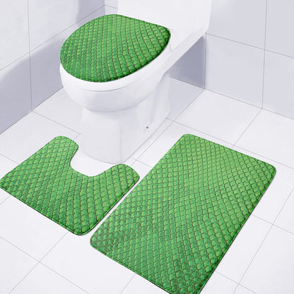 Green Python Snakeskin Print 3 Piece Bath Mat Set