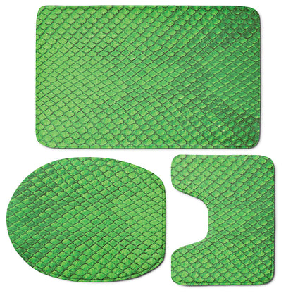 Green Python Snakeskin Print 3 Piece Bath Mat Set