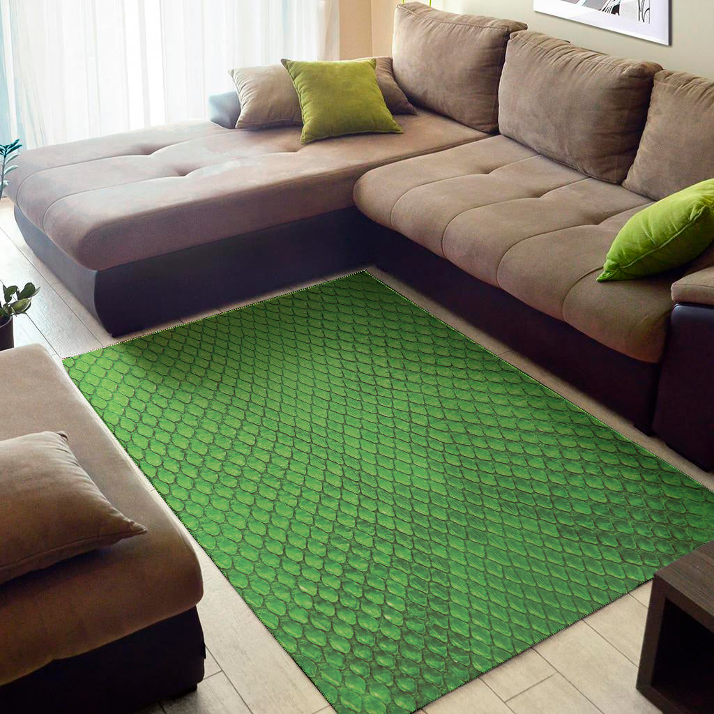 Green Python Snakeskin Print Area Rug