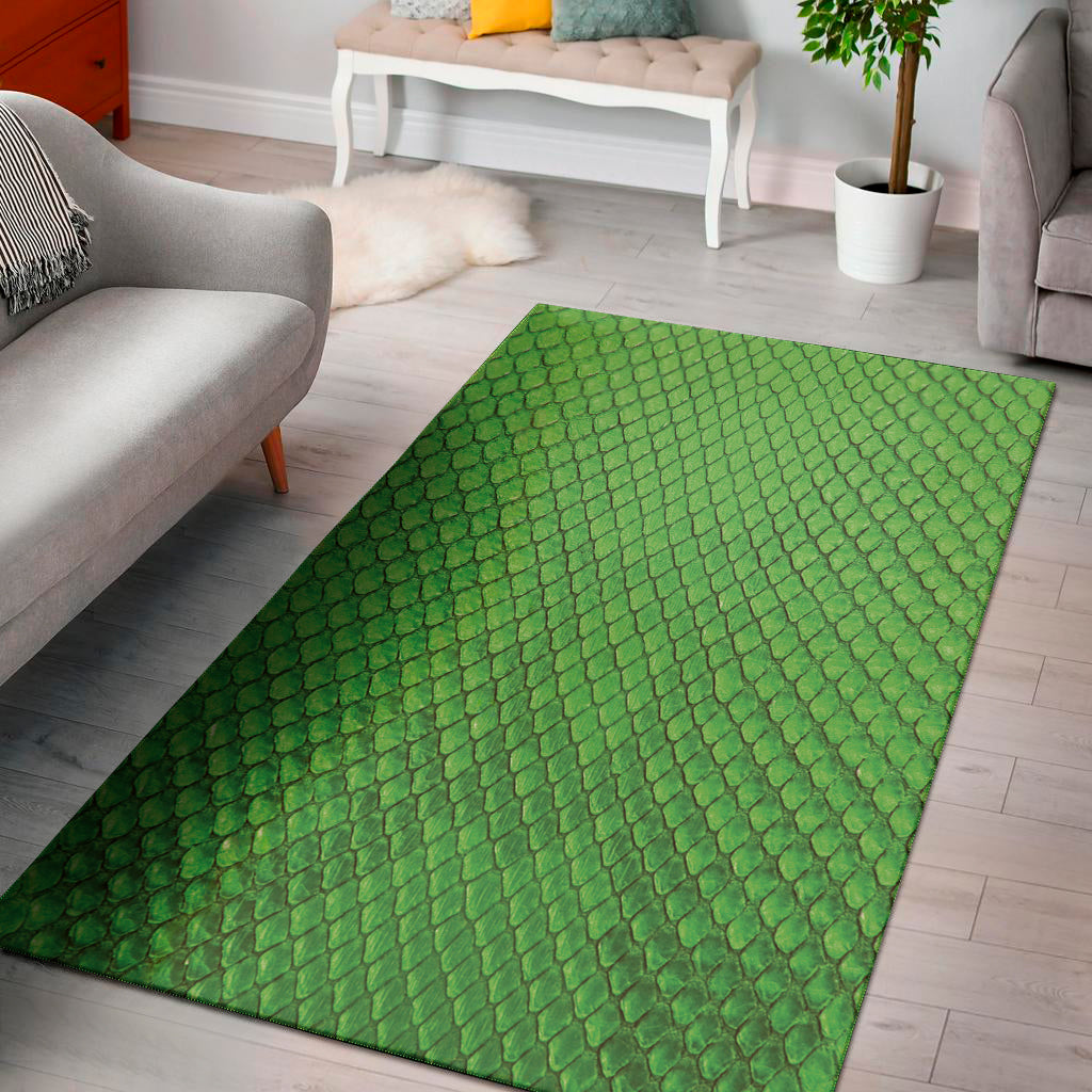 Green Python Snakeskin Print Area Rug