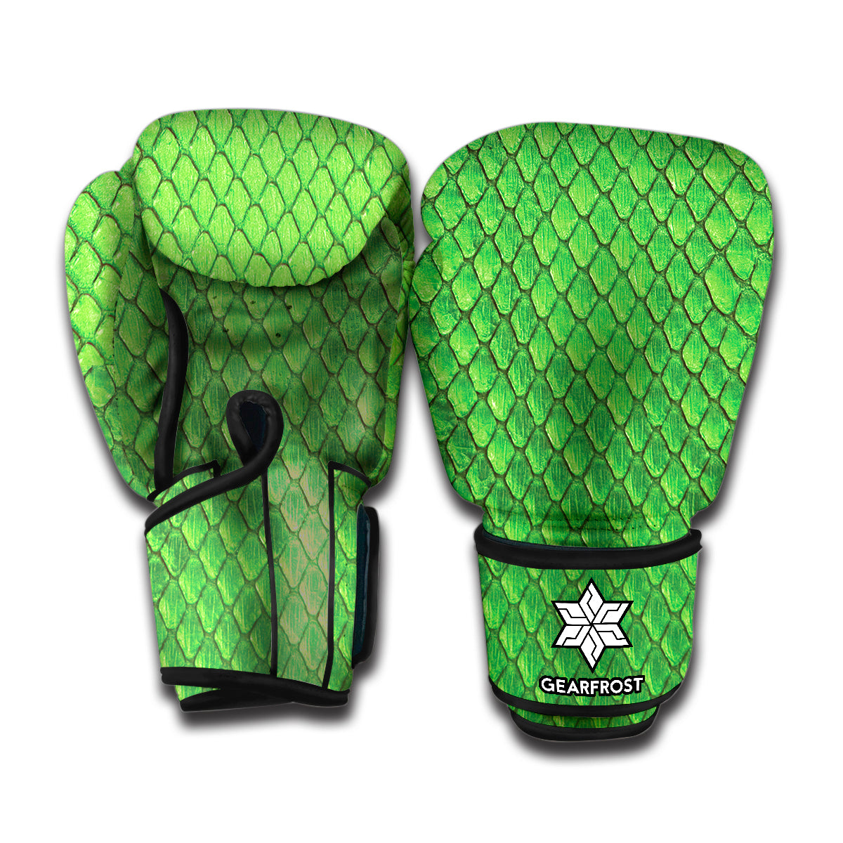 Green Python Snakeskin Print Boxing Gloves