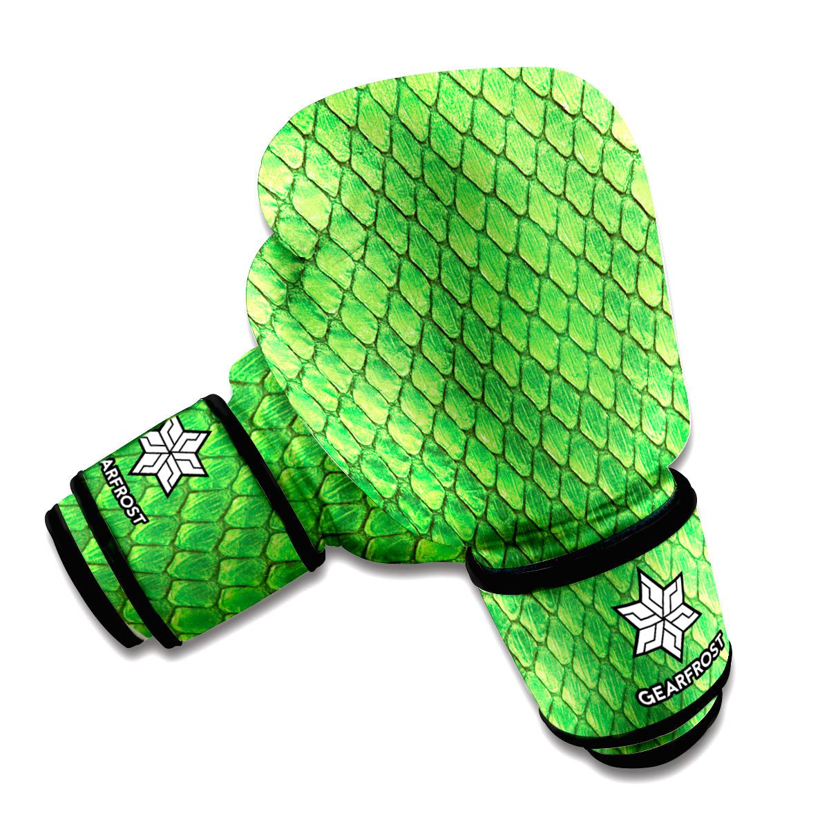 Green Python Snakeskin Print Boxing Gloves