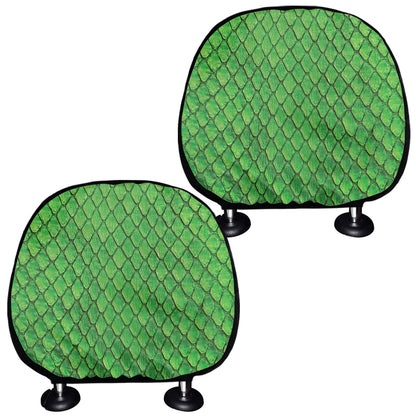 Green Python Snakeskin Print Car Headrest Covers