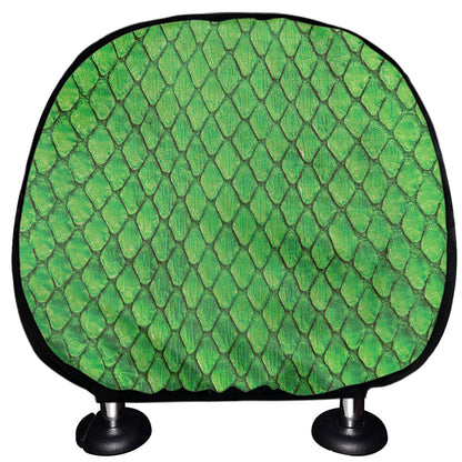Green Python Snakeskin Print Car Headrest Covers