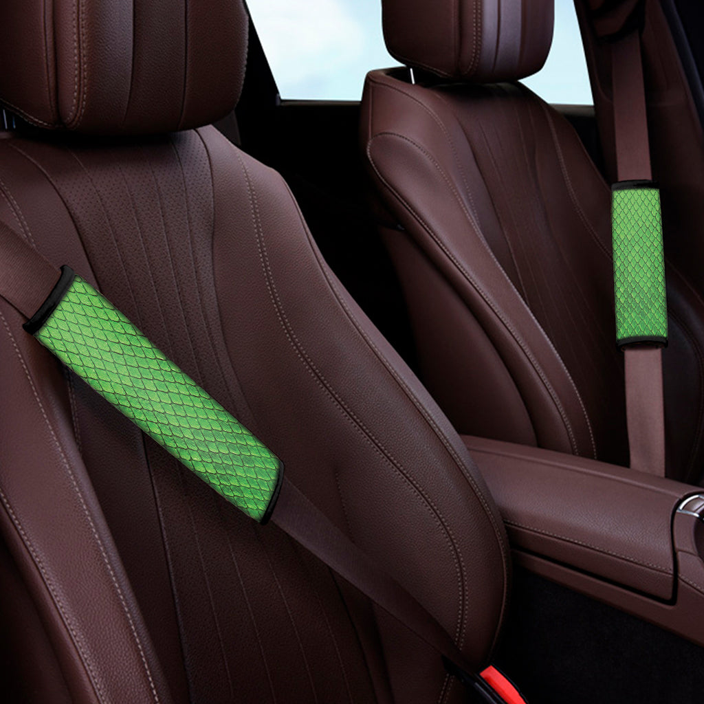 Green Python Snakeskin Print Car Seat Belt Covers