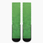 Green Python Snakeskin Print Crew Socks