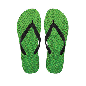 Green Python Snakeskin Print Flip Flops