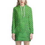 Green Python Snakeskin Print Hoodie Dress