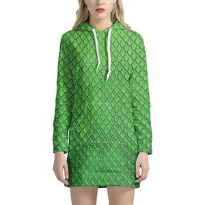 Green Python Snakeskin Print Hoodie Dress