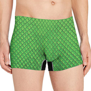 Green Python Snakeskin Print Men's Boxer Briefs