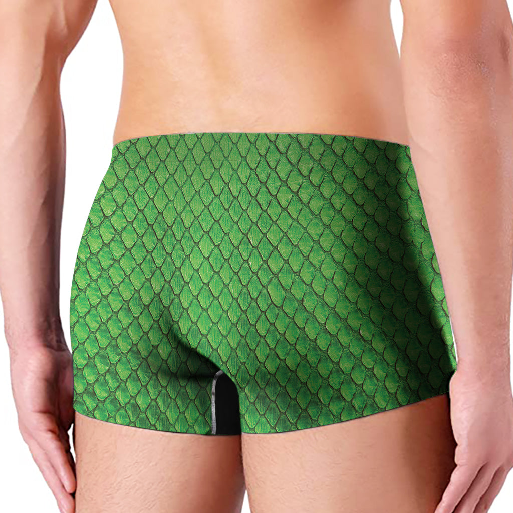 Green Python Snakeskin Print Men's Boxer Briefs