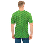 Green Python Snakeskin Print Men's T-Shirt